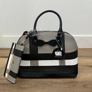 Vegan Peta Approved Black & White Tote Bag w/Shoulder Strap